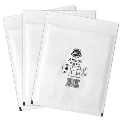 50 x Jiffy Airkraft Size 2 White Bubble Envelopes Bags 205x245mm (JL2W)